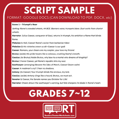 Caesar’s Last Toast Readers Theater Script | Classical Dramas | Roman Empire - ["Classical Drama Series","Grades 6-8","Grades 9-12","Self-Graded Quiz"]