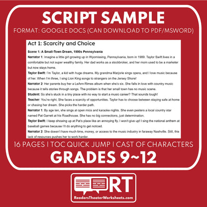 Taylor Swift Intro to Business Case Study | Reader’s Theater Format | Econ 101 - ["Business Case Study","Entrepreneurship","Grades 9-12"]