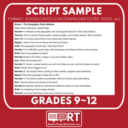 Peru Readers Theater Script | Geography & Social Studies Class - ["Geography","Grades 6-8","Grades 9-12","Self-Graded Quiz"]