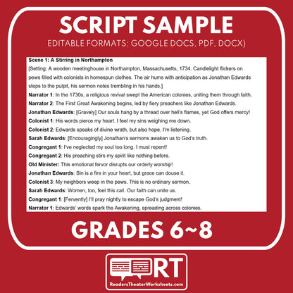First Great Awakening Readers Theater Script | Grades 6-8 - ["Grades 6-8","U.S. History - Colonial America"]