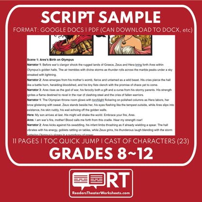Ares & Aphrodite Reader's Theater Script | The Olympians | Greek Mythology - ["Grades 6-8","Grades 9-12","Greek Mythology","Greek Mythology for Google Classroom"]