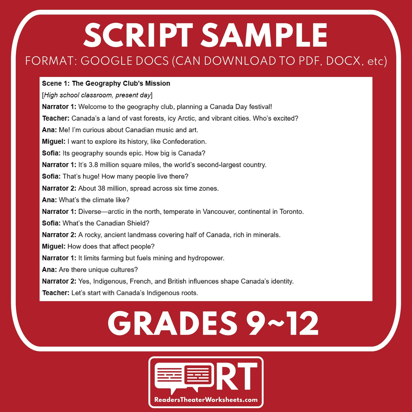 Canada Readers Theater Script | Geography & Social Studies Class - ["Geography","Grades 6-8","Grades 9-12","Self-Graded Quiz"]