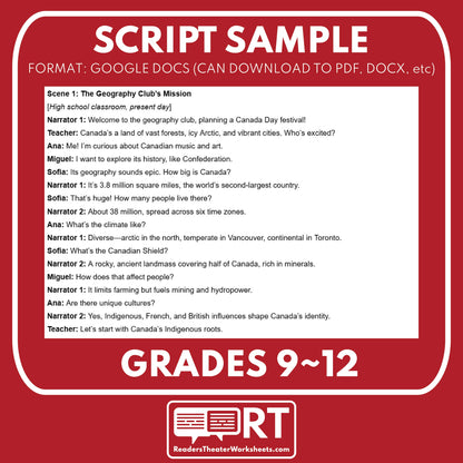 Canada Readers Theater Script | Geography & Social Studies Class - ["Geography","Grades 6-8","Grades 9-12","Self-Graded Quiz"]