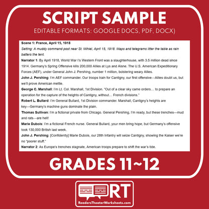 Cantigny & Meuse‑Argonne Offensive – Readers Theater Script (Grades 11-12) - ["Grades 9-12","U.S. History - WWI"]