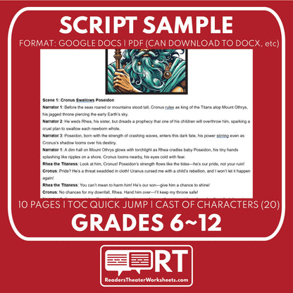 Poseidon Reader's Theater Script | The Olympians | Greek Mythology - ["Grades 6-8","Grades 9-12","Greek Mythology","Greek Mythology for Google Classroom"]