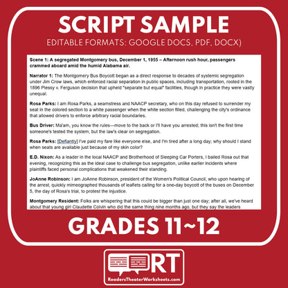 Montgomery Bus Boycott & Civil Rights Act of 1964 Readers Theater Script (Grades 11-12) - ["Grades 9-12","U.S. History - Cold War & Civil Rights"]