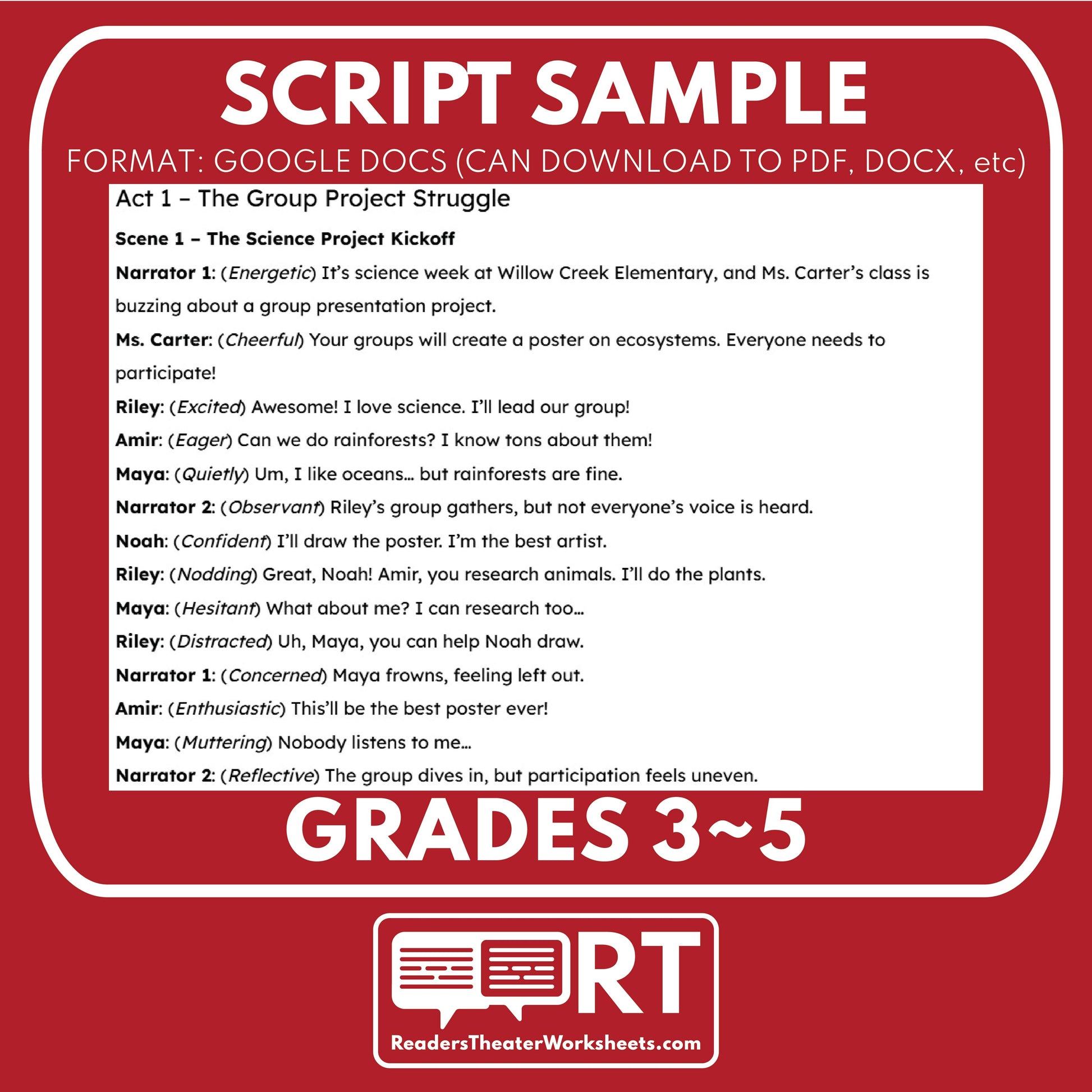 Teamwork SEL Readers Theater Script for Grades 3-5 | "Team Talk" | CASEL - ["Grades 3-5","Social Emotional Learning"]