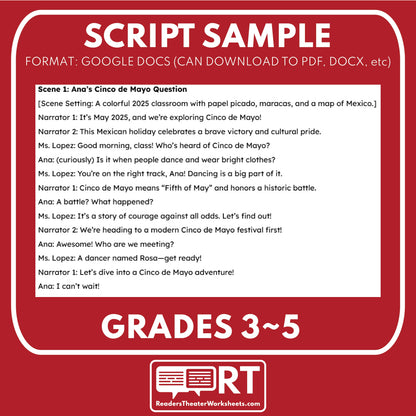 Cinco de Mayo Holiday Readers Theater Script for Grades 3-5 | Battle of Puebla - ["Grades 3-5","Holidays Around the World","Small Groups"]