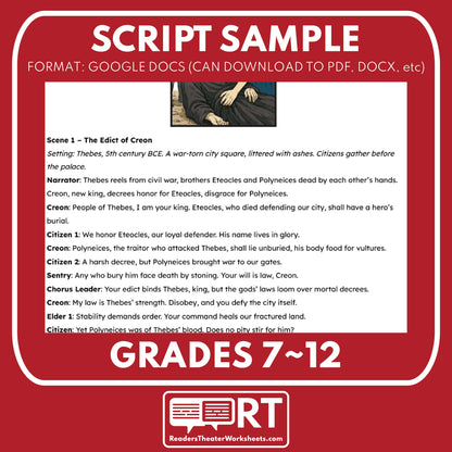 Antigone "City vs. Soul" Readers Theater Script | Classical Dramas | Sophocles - ["Classical Drama Series","Grades 6-8","Grades 9-12","Self-Graded Quiz"]