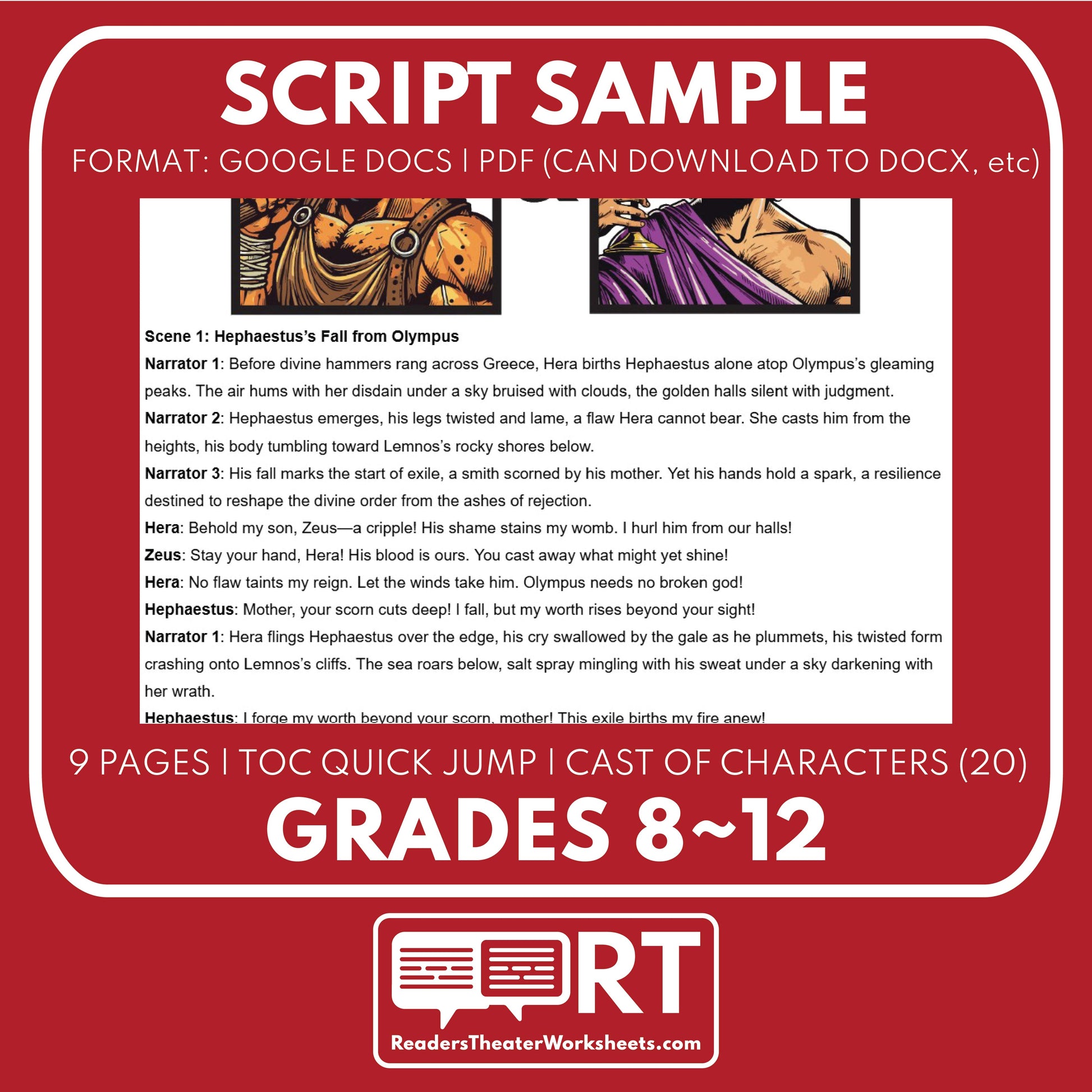 Hephaestus & Dionysus Reader's Theater Script | The Olympians | Greek Mythology - ["Grades 6-8","Grades 9-12","Greek Mythology","Greek Mythology for Google Classroom"]