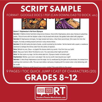 Hephaestus & Dionysus Reader's Theater Script | The Olympians | Greek Mythology - ["Grades 6-8","Grades 9-12","Greek Mythology","Greek Mythology for Google Classroom"]