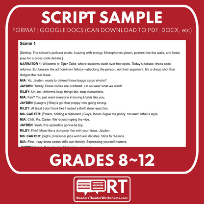 Ad Hominen Readers Theater Script for Grades 8–12 Logical Fallacy Series - ["Grades 6-8","Grades 9-12","Logical Fallacy"]