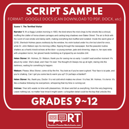 Sherlock Holmes - The Adventure of the Speckled Band Readers Theater Script for Grades 9 to 12