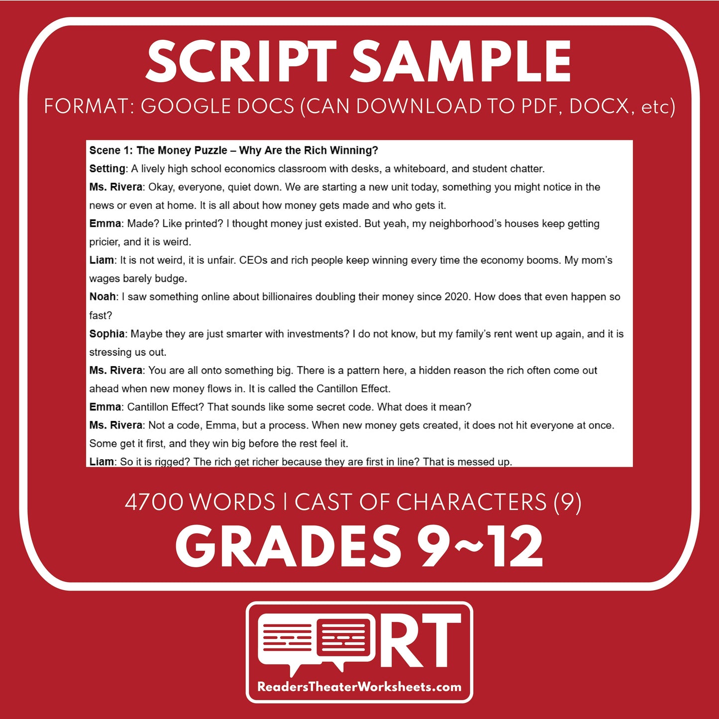 The Cantillon Effect Reader's Theater Script | ECON 101.5 Series - ["Econ 101.5","Economics","Grades 9-12"]