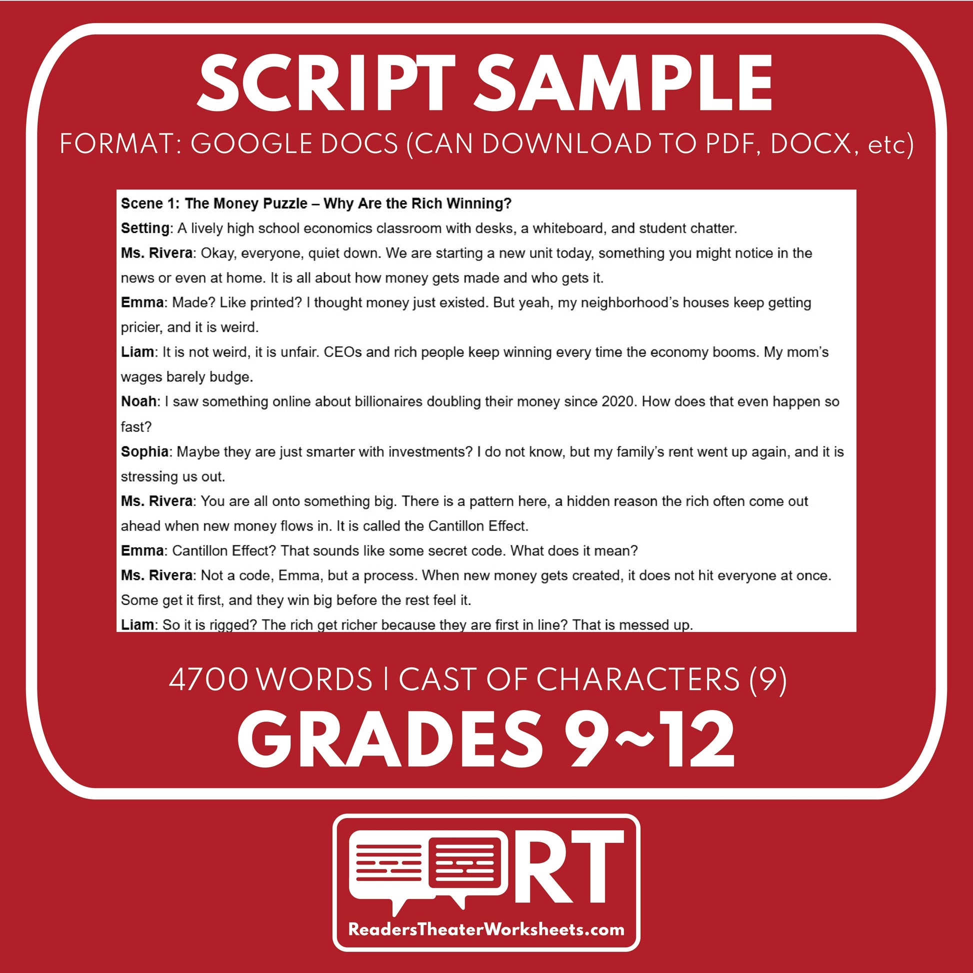 The Cantillon Effect Reader's Theater Script | ECON 101.5 Series - ["Econ 101.5","Economics","Grades 9-12"]