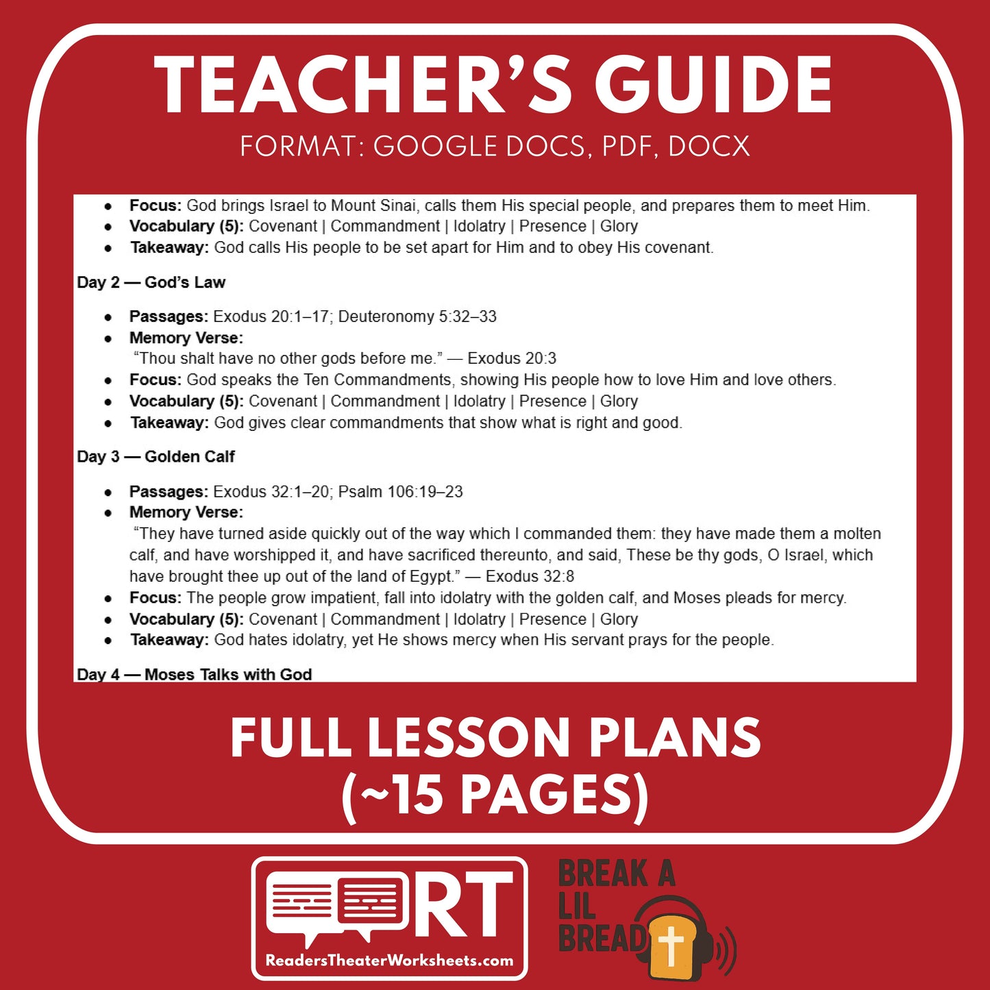 Break A Lil Bread W9 The Ten Commandments | Short Bible Audio Lessons | Christian Education