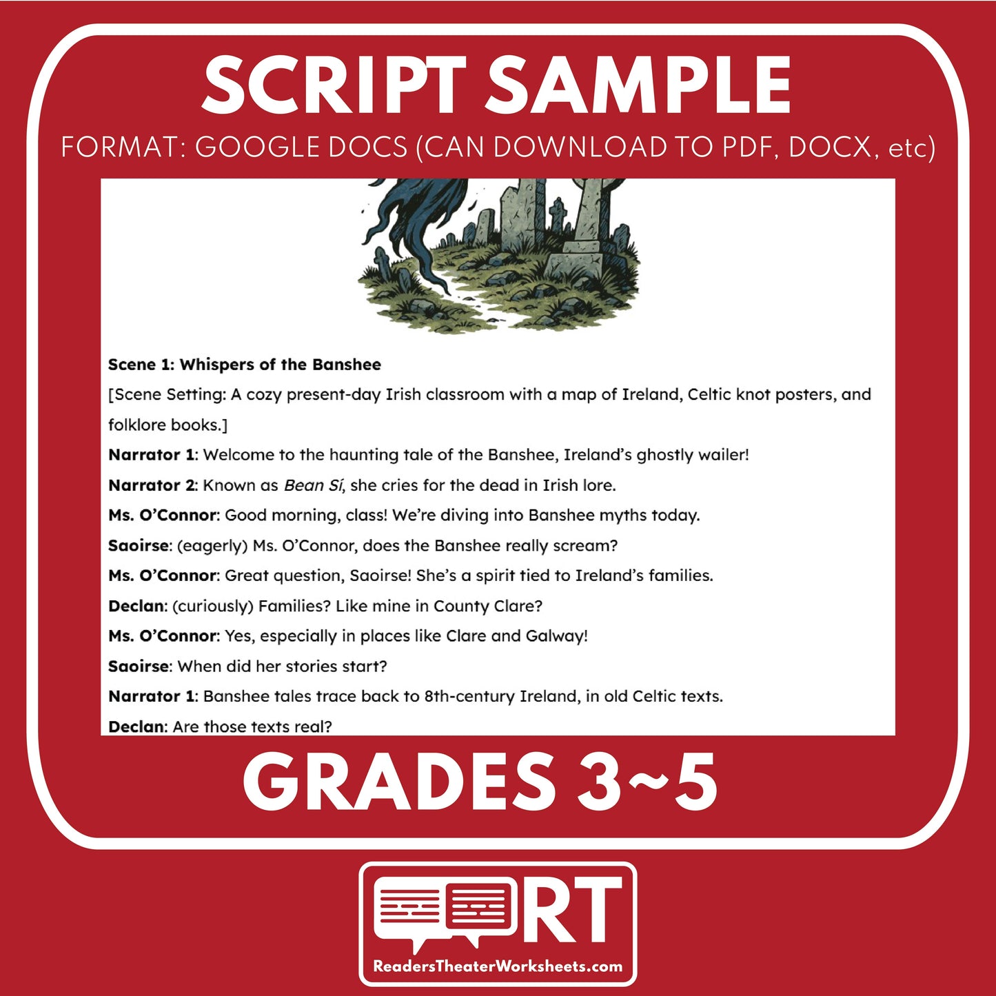 Banshee - Mythical Creatures | Readers Theater Script for Grades 3 to 5 - ["Grades 3-5","Mythical Creatures"]