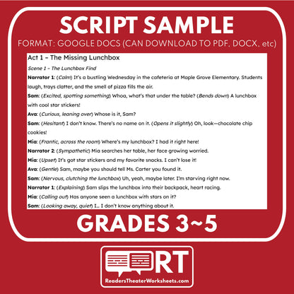 Trust & Honesty SEL Readers Theater Script for Grades 3-5 | CASEL | The Lost Lunch Box - ["Grades 3-5","Social Emotional Learning"]
