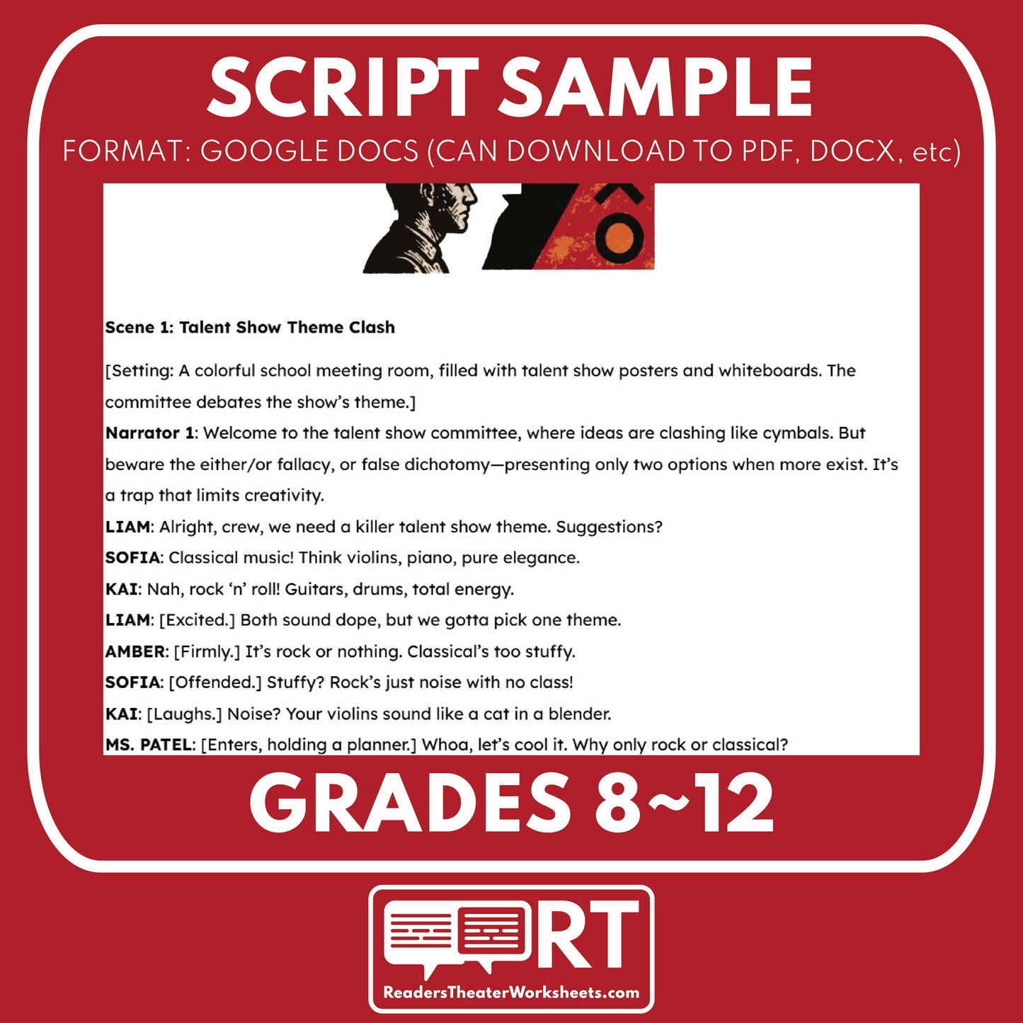 False Dichotomy Readers Theater Script for Grades 8–12 Logical Fallacy Series - ["Grades 6-8","Grades 9-12","Logical Fallacy"]