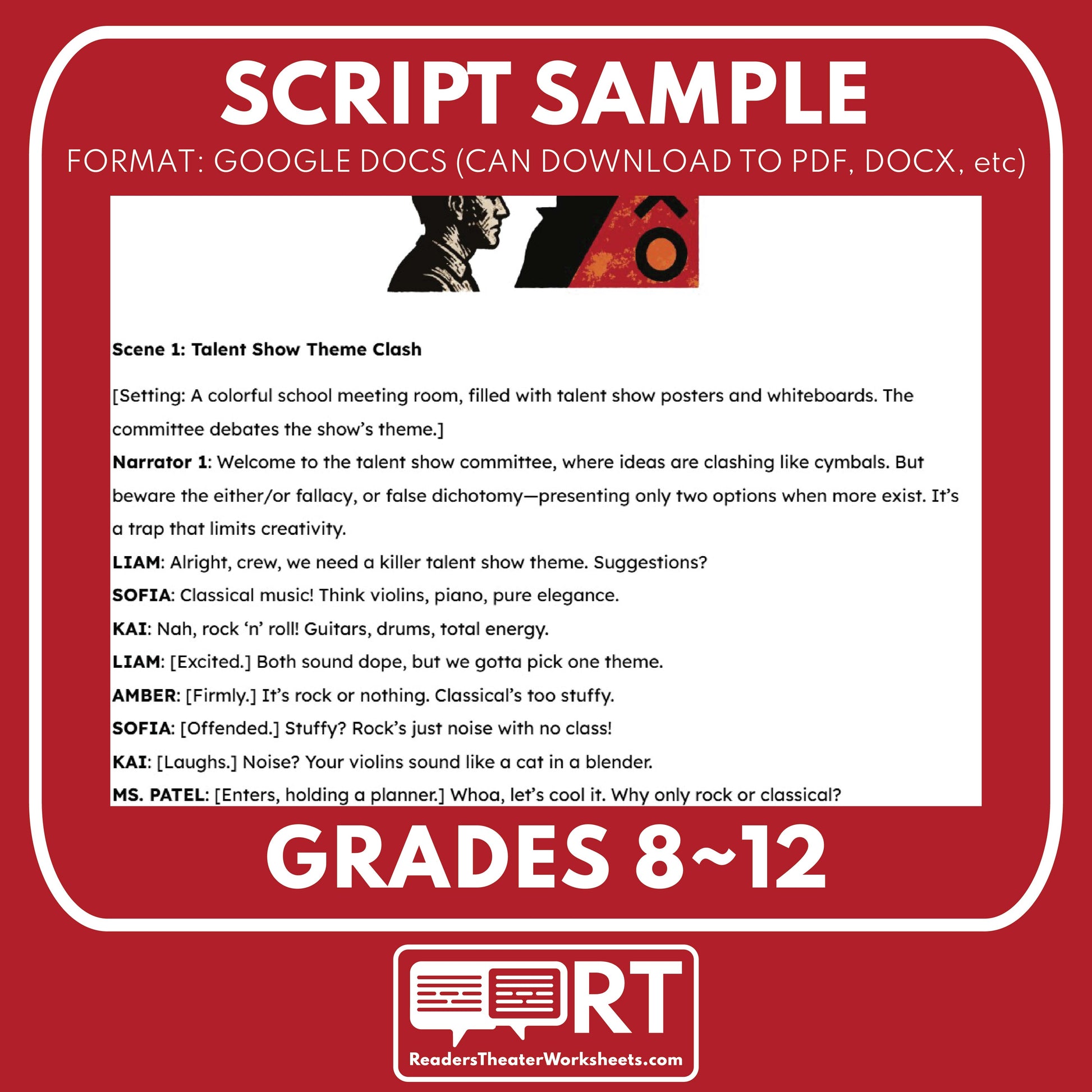 False Dichotomy Readers Theater Script for Grades 8–12 Logical Fallacy Series - ["Grades 6-8","Grades 9-12","Logical Fallacy"]