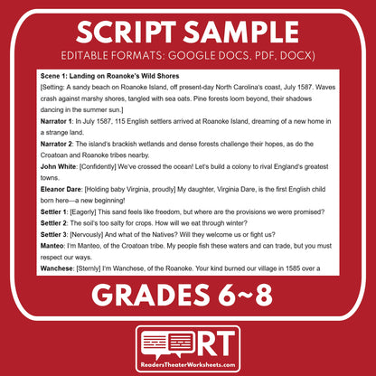 Lost Colony of Roanoke Readers Theater Script | Grades 6-8 - ["Grades 6-8","U.S. History - Colonial America"]