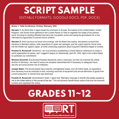 Postwar & Dawn of Cold War Readers Theater Script (Grades 11-12) - ["Grades 9-12","U.S. History - WWII"]