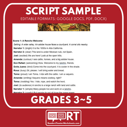California State History | Rancho Life Under Mexican Rule Readers Theater Script | Grades 3-5