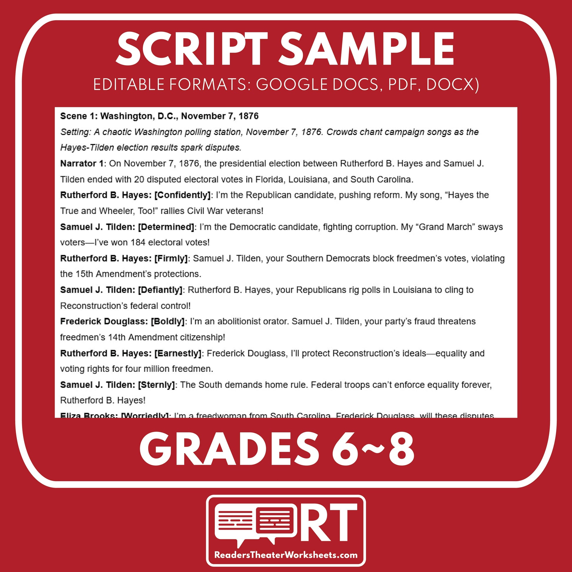 The Compromise of 1877 | Reconstruction Era History Readers Theater Grades 6-8 - ["Grades 6-8","U.S. History \u2013 Reconstruction Era"]