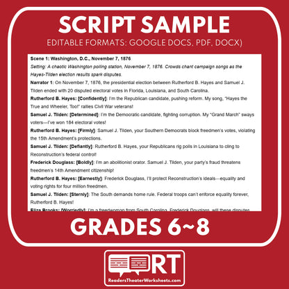 The Compromise of 1877 | Reconstruction Era History Readers Theater Grades 6-8 - ["Grades 6-8","U.S. History \u2013 Reconstruction Era"]