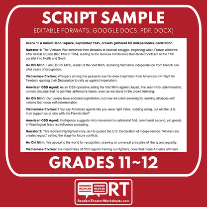 The Vietnam War and Protests (1955–1975) Readers Theater Script (Grades 11-12) - ["Grades 9-12","U.S. History - Cold War & Civil Rights"]