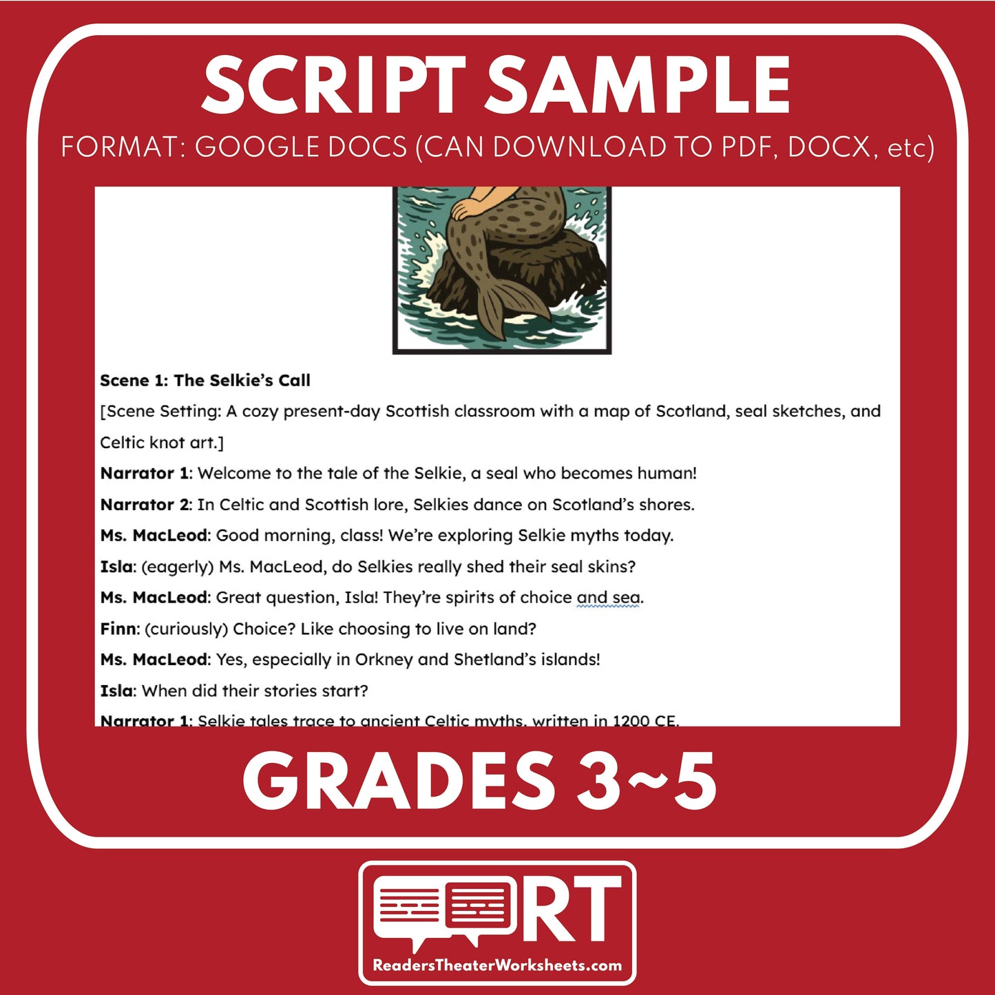 The Selkie - Mythical Creatures | Readers Theater Script for Grades 3 to 5 - ["Grades 3-5","Mythical Creatures"]