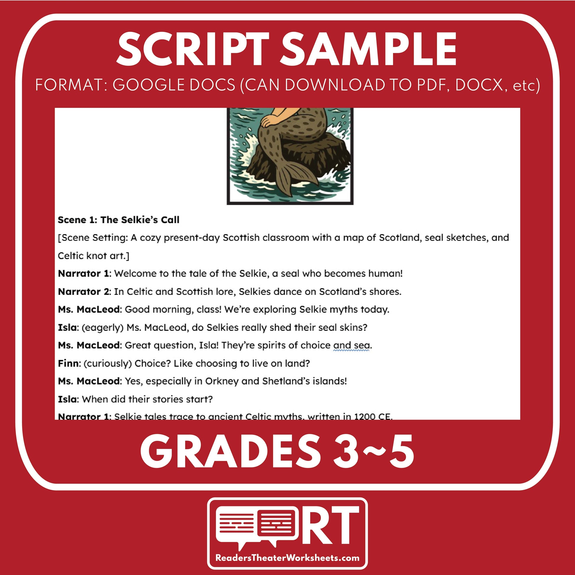 The Selkie - Mythical Creatures | Readers Theater Script for Grades 3 to 5 - ["Grades 3-5","Mythical Creatures"]