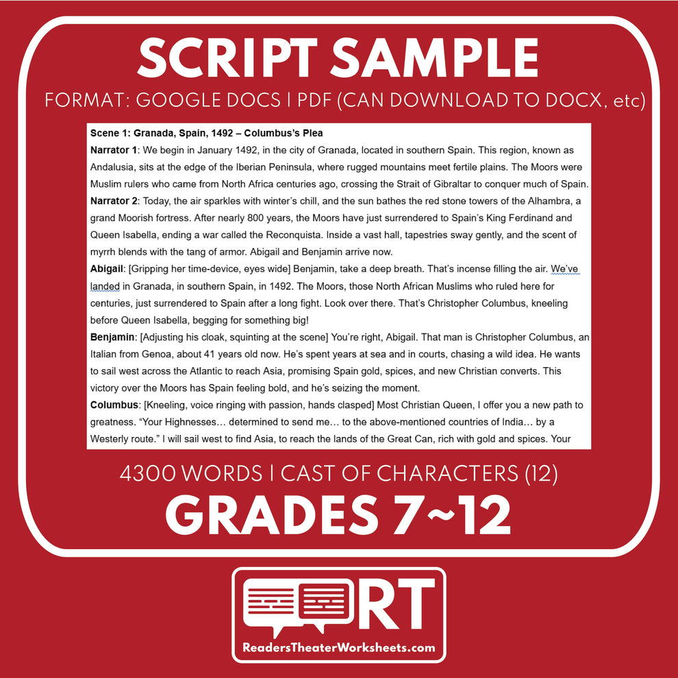 Script Columbus Free Columbus and Magellan Readers Theater Script for Grades 7-12 | Ag ...