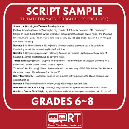 Missouri Compromise Readers’ Theater | Grades 6-8 Free History Script - ["100% FREE","Grades 6-8","U.S. History - Westward Expansion (1801\u202f\u2013\u202f1861)"]