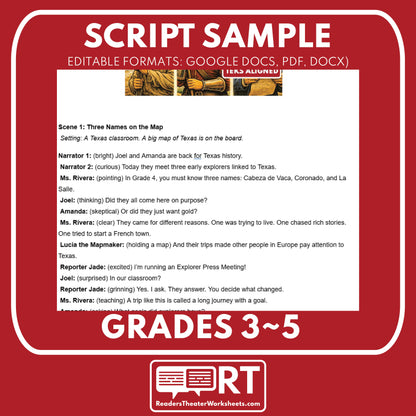 Texas State History | European Explorers in Texas Readers Theater Script | Grades 3-5
