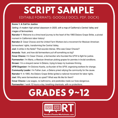 Cesar Chavez & the UFW Readers Theater Script | Grades 9-12 - ["CA State History","Grades 9-12","Readers Theater"]