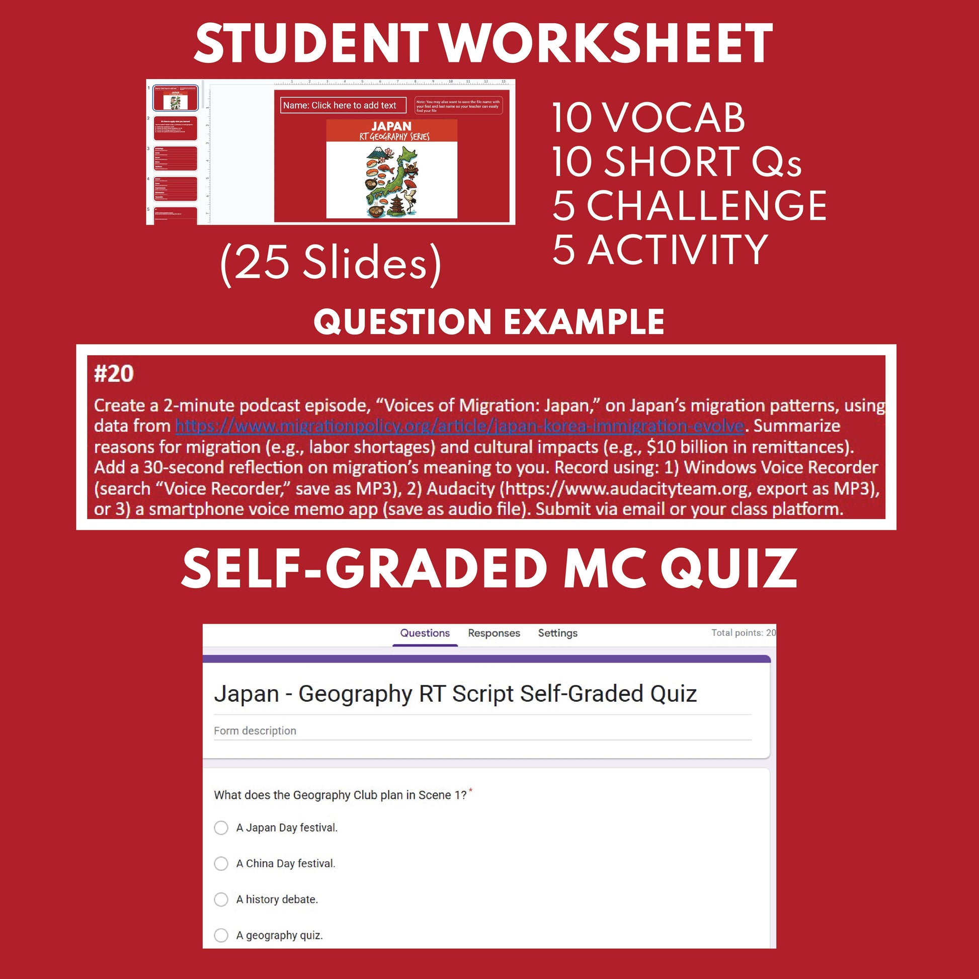 Japan Readers Theater Script | Geography & Social Studies Class - ["Geography","Grades 6-8","Grades 9-12","Self-Graded Quiz"]