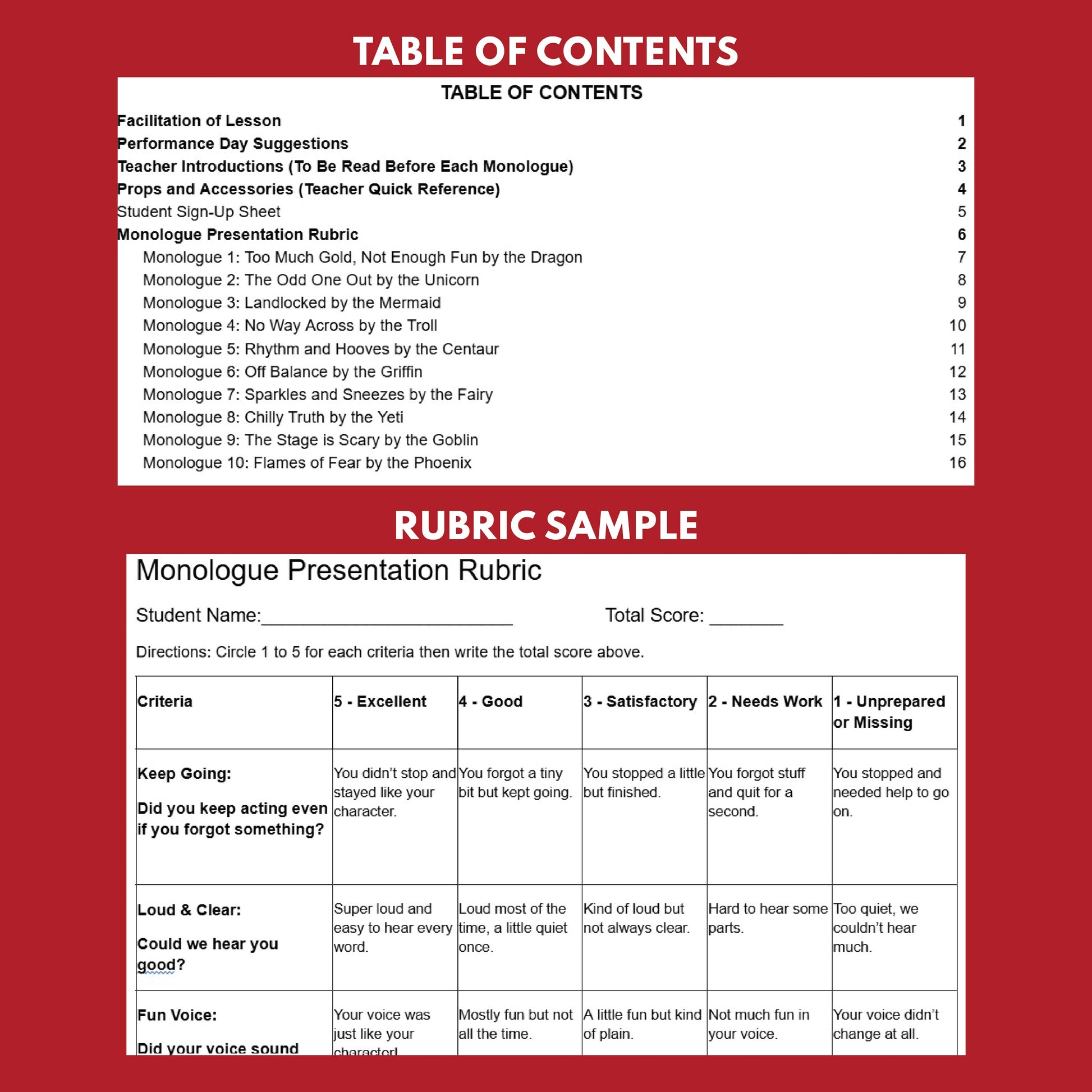 10 Short Mythical Creatures Monologue Scripts for Grades 3 to 5 - ["Grades 3-5","Monologue"]