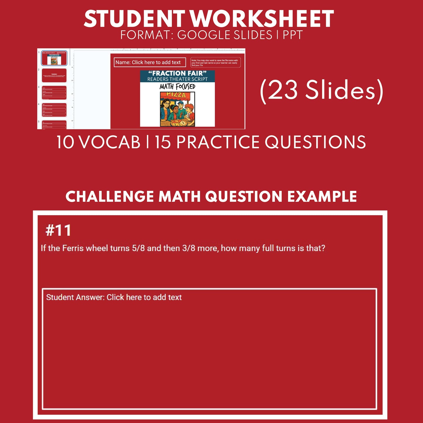 FREE Fractions Fair Math Readers Theater Script for Grades 4 to 6 ...