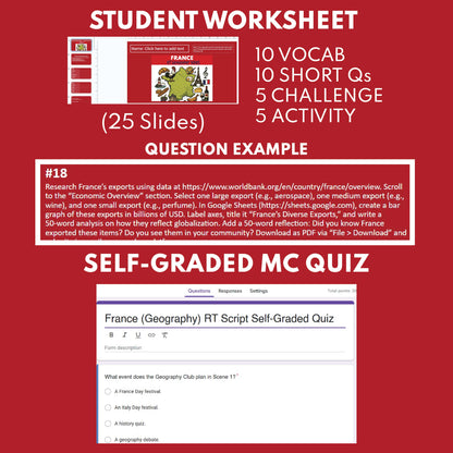 France Readers Theater Script | Geography & Social Studies Class - ["Geography","Grades 6-8","Grades 9-12","Self-Graded Quiz"]