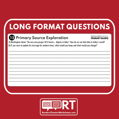 Booker T. Washington | BHM | Readers Theater Script - ["BHM","Civil Rights","Grades 6-8","Historical Figures","Primary Source Incl."]
