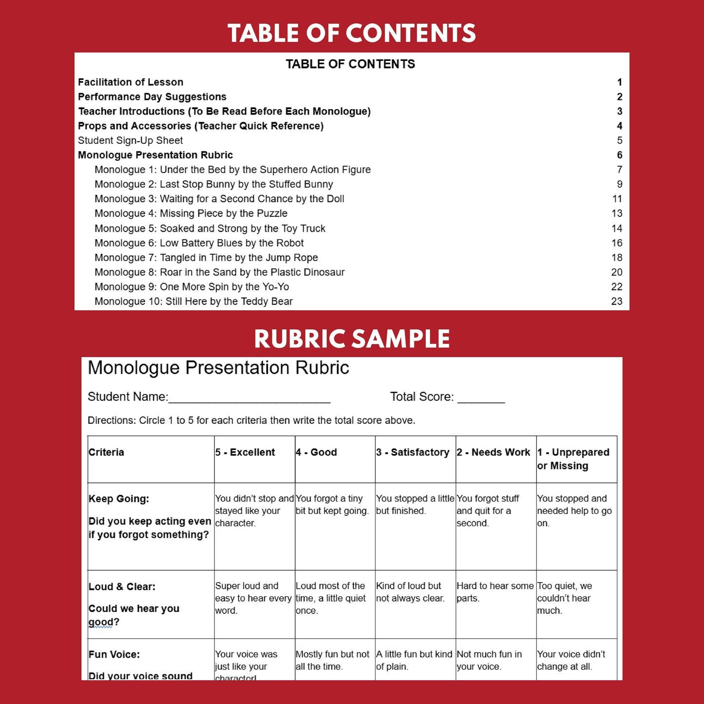 10 Lost Toys Monologue Scripts for Grades 1 to 3 | No Prep | Print & Go! - ["Grades 1-2","Grades 3-5","Monologue"]