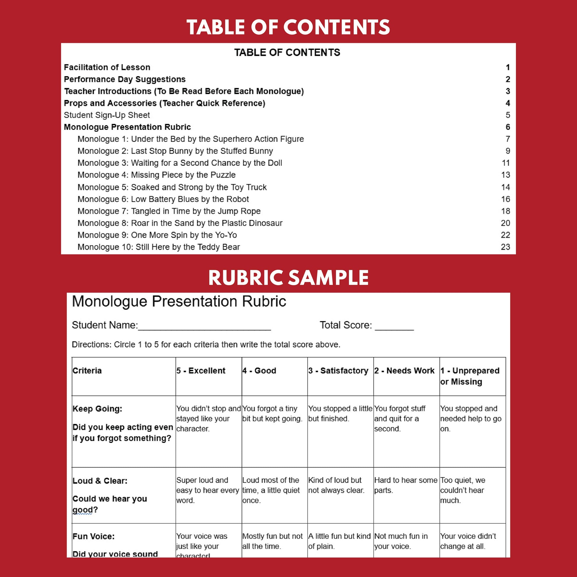 10 Lost Toys Monologue Scripts for Grades 1 to 3 | No Prep | Print & Go! - ["Grades 1-2","Grades 3-5","Monologue"]