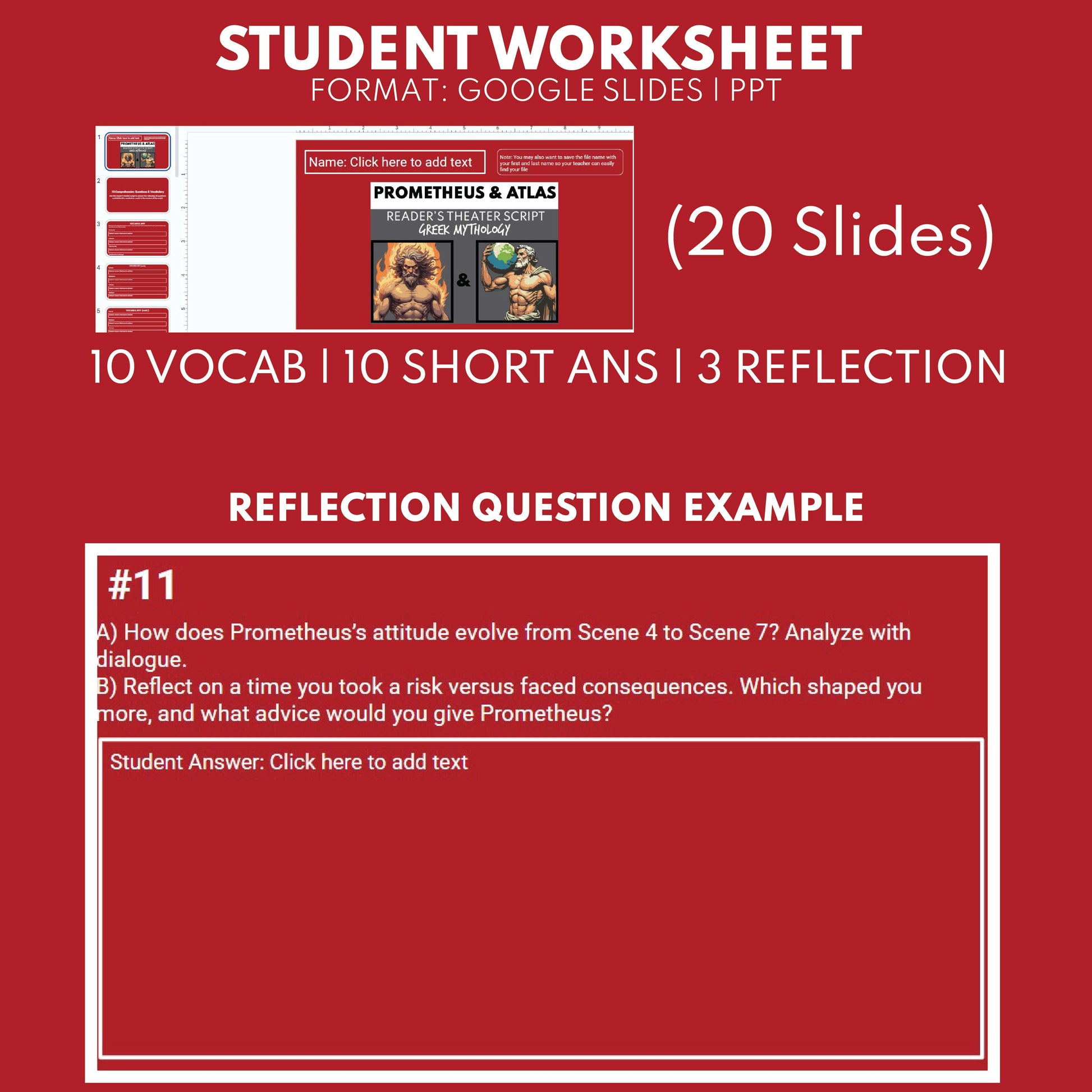 Prometheus & Atlas Reader's Theater Script | Titan Gods | Greek Mythology - ["Grades 6-8","Grades 9-12","Greek Mythology","Greek Mythology for Google Classroom","Titan Gods"]