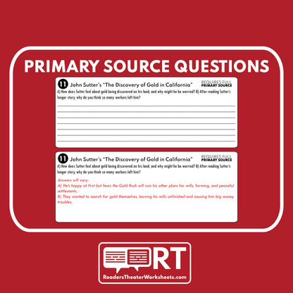 California History for Grade 3 Reader's Theater Script - ["100% FREE","Grades 3-5","Primary Source Incl.","State History"]