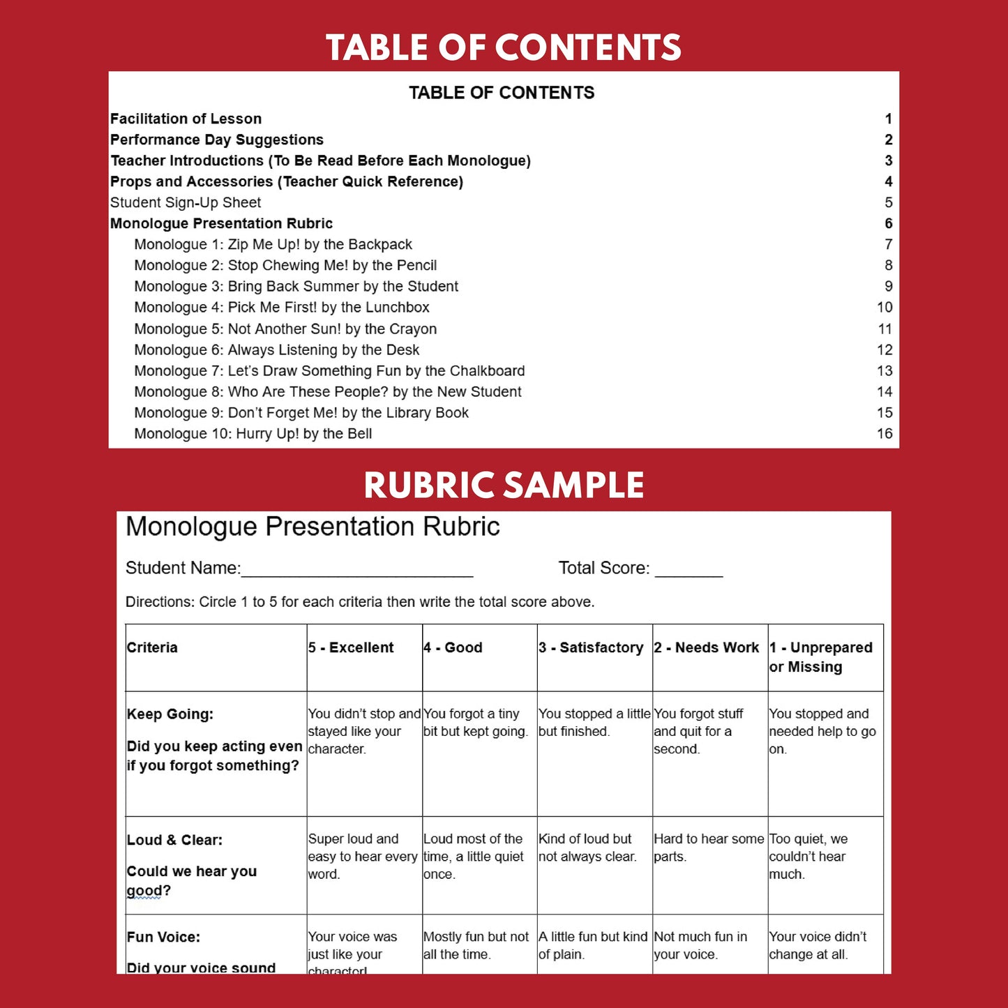 10 Back-to-School Monologue Scripts for Grades 1 to 3 | No Prep | Print & Go! - ["Grades 1-2","Grades 3-5","Monologue"]