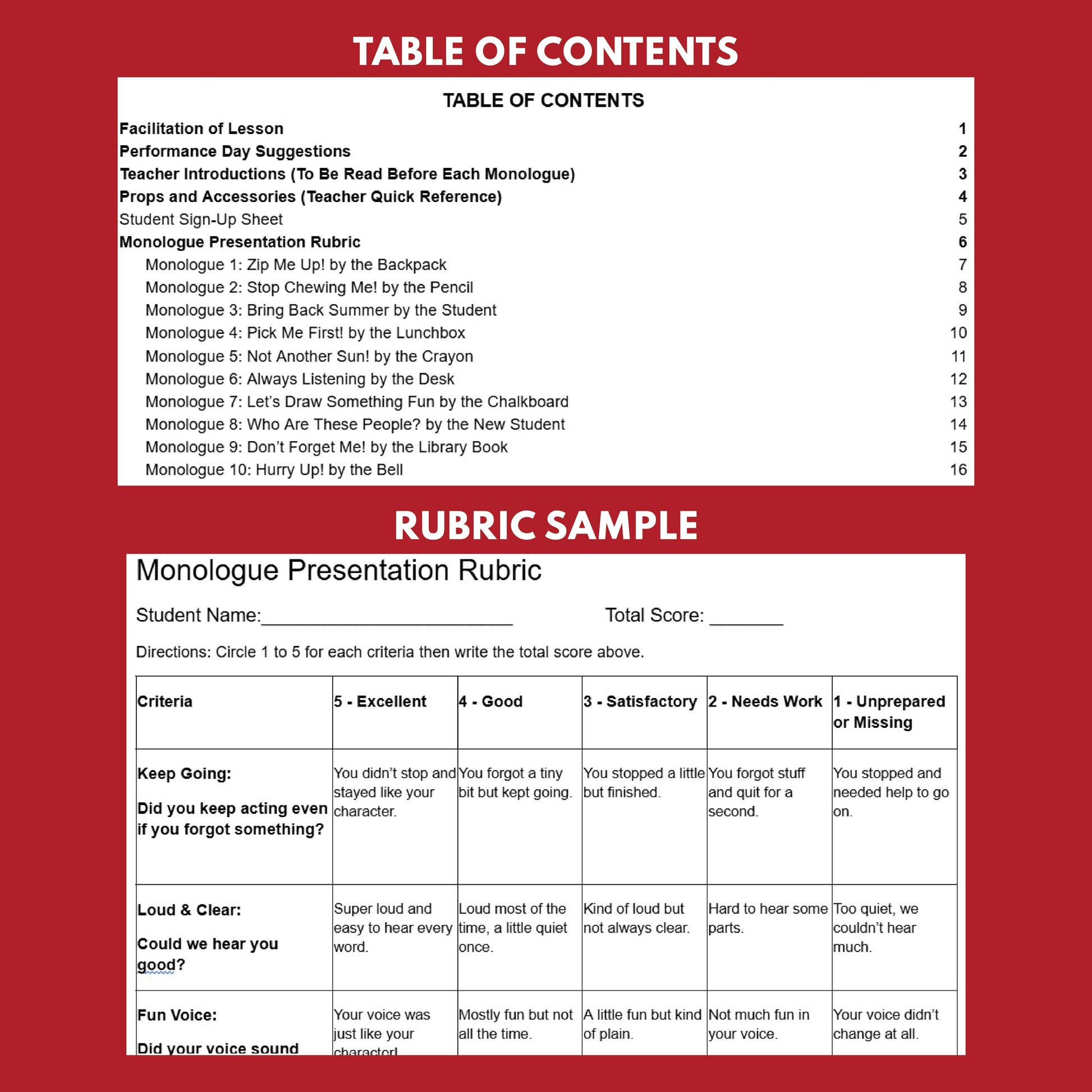 10 Back-to-School Monologue Scripts for Grades 1 to 3 | No Prep | Print & Go! - ["Grades 1-2","Grades 3-5","Monologue"]