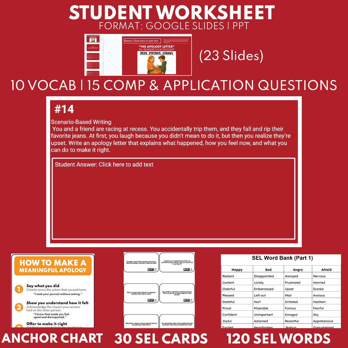 The Apology Letter Free SEL Readers Theater Script for Grades 3 to 5 | CASEL - ["100% FREE","Grades 3-5","Social Emotional Learning"]