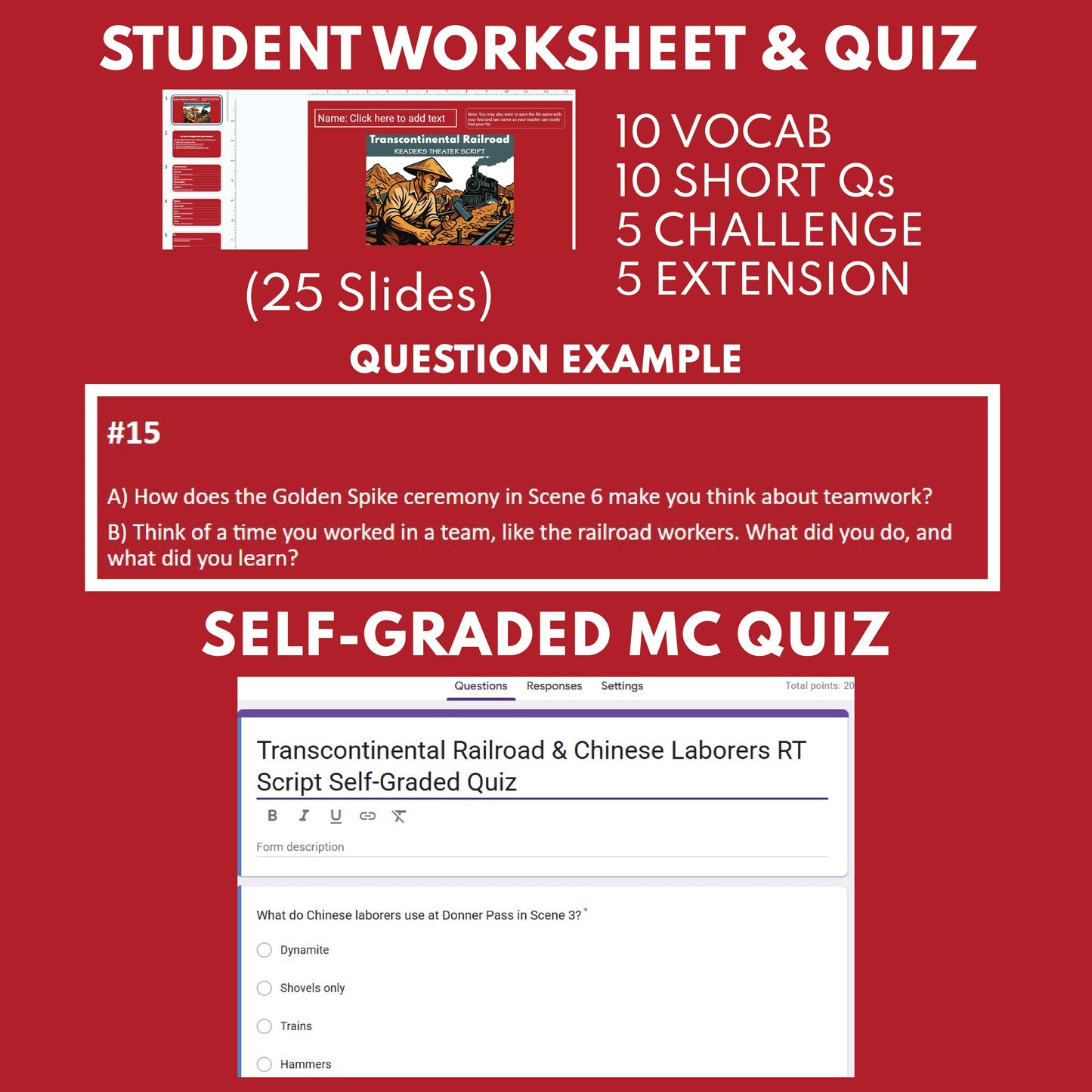 Transcontinental Railroad & Chinese Laborers Readers Theater Script | Grades 7-8 - ["CA State History","Grades 6-8","Readers Theater"]