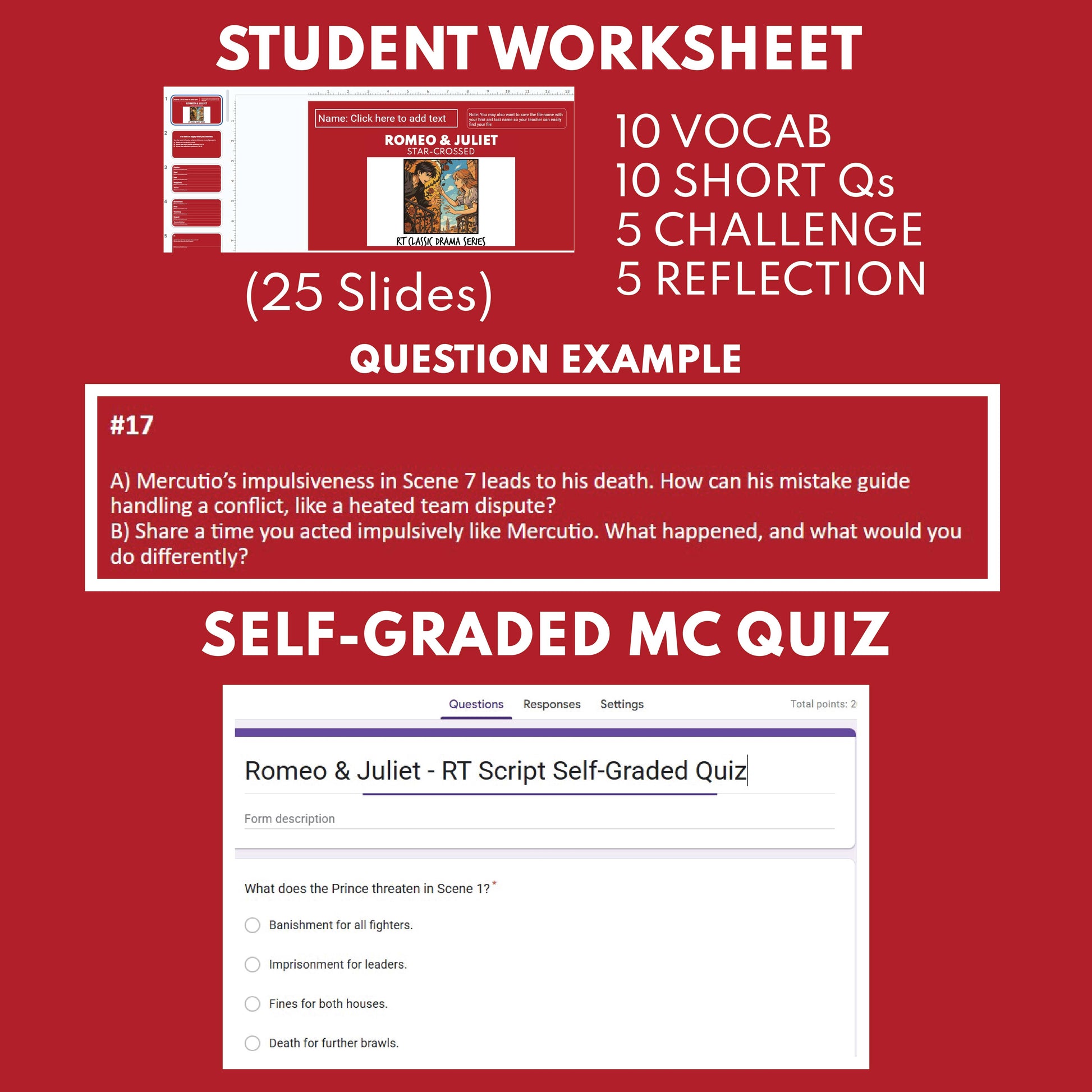 Free Romeo and Juliet Readers Theater Script | Classical Dramas | Shakespeare - ["100% FREE","Classical Drama Series","Grades 6-8","Grades 9-12","Self-Graded Quiz"]